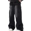 Cargo Pants with Pockets Men Women Baggy Jeans Y2k Wide Leg Grunge Loose Jeans Clothes Streetwear Black