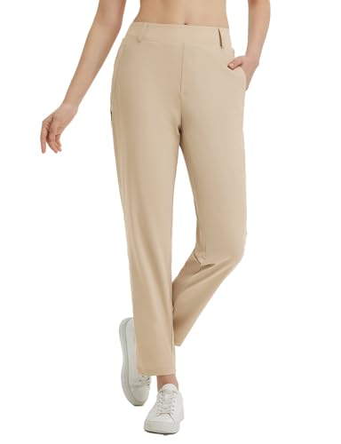 Women's Golf Pants with Belt Loops Zipper Pockets Stretch Travel Work Bussiness Dressy Casual Slacks UPF 50+