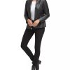 Women's Leather Wing Collared Jacket (Standard and Plus Size)