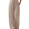 Women's Linen Summer Palazzo Pants Flowy Wide Leg Beach Pants with Pockets