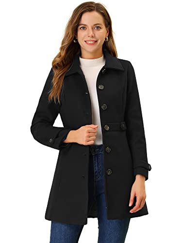 Women's Winter Classic Outwear Overcoat with Pockets Single Breasted Pea Coat