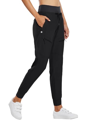 Women's Joggers Lightweight Hiking Pants High Waist 5 Zipper Pockets Quick Dry Travel Athletic UPF50+