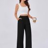 Wide Leg Pants for Women Stretchy Pull On Work Pants High Waisted Business Casual Trousers Slacks with Pockets