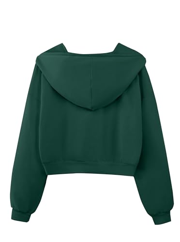 Women's Casual Long Sleeve Crop Top Hoodies Sweatshirt With Drawsting