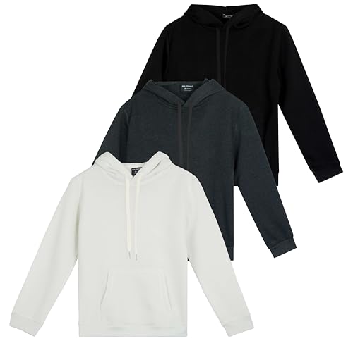 3 Pack: Women's Fleece Long-Sleeve Pullover Hoodie Active Sweatshirt Kangaroo Pocket - (Available In Plus)