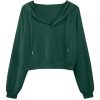 Women's Casual Long Sleeve Crop Top Hoodies Sweatshirt With Drawsting
