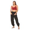 Men Women Cotton Linen Baggy Harem Drawstring Yoga Pants, One Size Casual Hippie Trousers with Pockets