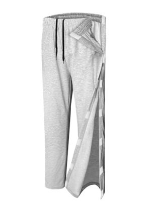 Unisex Tear Away Pants 2 Side Snaps Post Surgery Breakaway Pant Full Open Down Cotton Rip Off Pants for Hip Replacement