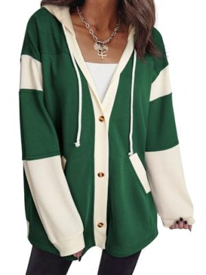 Oversized Sweatshirt For Women Casual Long Sleeve Button Down Hoodies Womens Fall Fashion 2025