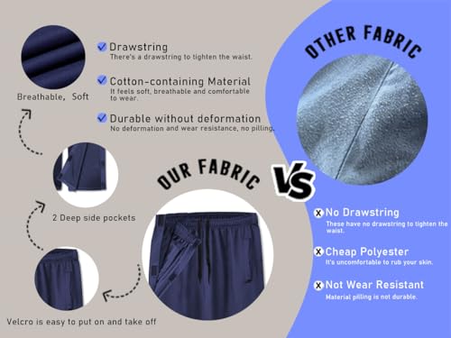 Unisex Tear Away Pants 2 Side Snaps Post Surgery Breakaway Pant Full Open Down Cotton Rip Off Pants for Hip Replacement