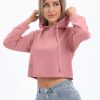Women's Drawstring Cropped Hoodie Casual Hoodies for Women Workout Crop Tops Sweatshirt Long Sleeve Crop Top