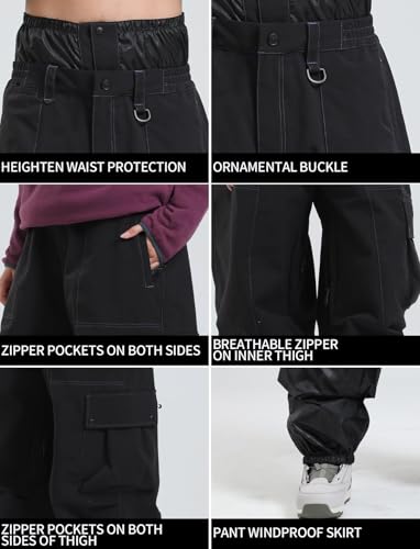 Womens Mens Snowboard Pants Super Baggy Ski Snow Pants Loose Sport Outdoor Insulation Waterproof