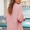 Womens Sweatshirt Oversized Half Zip Up Drawstring Waist Long Sleeve Side Slits Soft Casual Pullover Sweatshirts Tops