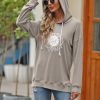 Women Sunflower Graphic Hoodies Long Sleeve Pullover Drawstring Sweatshirt Loose Fit Tunic Tops