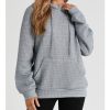 Hoodies For Women Casual Pullover Waffle Long Sleeve Drawstring Hooded Sweatshirt with Pocket
