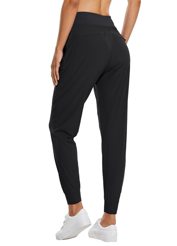 Women's Joggers Lightweight Hiking Pants High Waist 5 Zipper Pockets Quick Dry Travel Athletic UPF50+