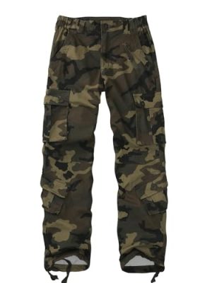 Women Mid-Rise Cargo Pants Heavy Cotton Casual Pants 8 Pockets Regular Fit/Plus Size Military Work Trousers