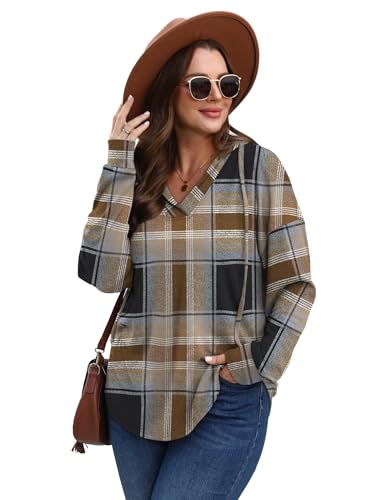 Hoodies for Women Trendy Fall Fashion 2025 V Neck Oversized Sweatshirt Plus Size Tops Clothes