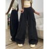 Baggy Cargo Pants for Women Men Y2k Wide Leg Sweatpants High Waisted Drawstring Pants Hip Hop Clothes