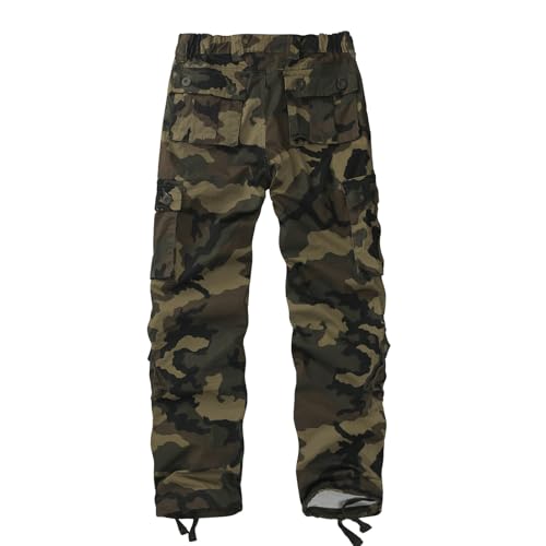 Women Mid-Rise Cargo Pants Heavy Cotton Casual Pants 8 Pockets Regular Fit/Plus Size Military Work Trousers