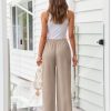 Women's Linen Summer Palazzo Pants Flowy Wide Leg Beach Pants with Pockets