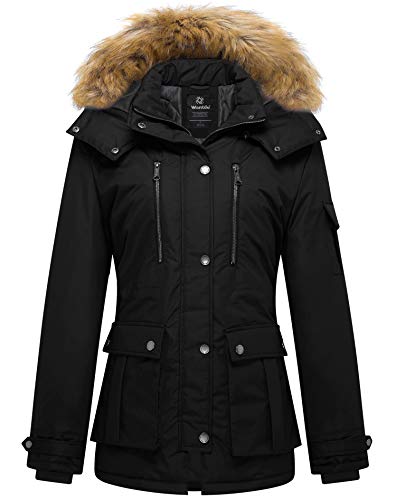 Women's Quilted Winter Coat Warm Puffer Jacket Thicken Parka with Removable Hood