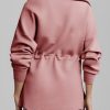 Womens Sweatshirt Oversized Half Zip Up Drawstring Waist Long Sleeve Side Slits Soft Casual Pullover Sweatshirts Tops