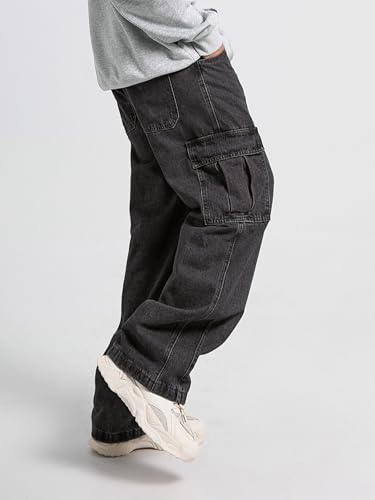 Mens Baggy Jeans for Men Women Y2k Skater Vintage Plain Pants Multiple Pockets Casual Wide Leg Loose Fit Cargo Denim Jeans