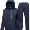 Men Women Rain Suit Waterproof Lightweight Hooded Raincoat Jacket and Pants for Golf, Hiking, Travel