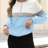 Womens Sweatshirts Half Zip Fleece Pullover Tops Color Block Quarter Zipper Hoodies Fall Winter Clothes