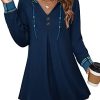 Women's Long Sleeve Hooded Tunic Tops Button Swing Pullover Hoodie Sweatshirts