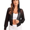 Women's Activewear Long Sleeve Hooded Sheer Mesh Sports Jacket Workout Crop Top