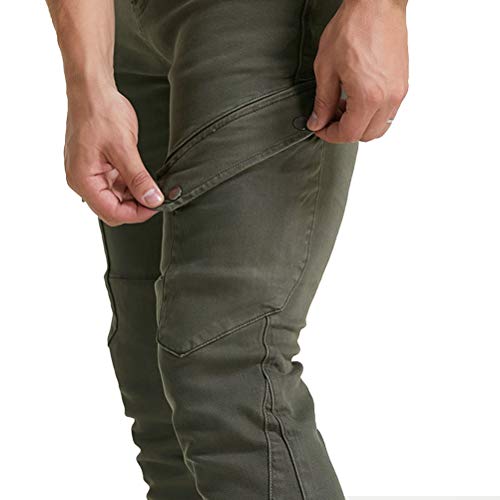 Men Women Motorcycle Riding Jeans Protective Pants Knight Hockey Biker Armor Pants (M=30, Army Green)