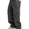 Mens Baggy Jeans for Men Women Y2k Skater Vintage Plain Pants Multiple Pockets Casual Wide Leg Loose Fit Cargo Denim Jeans