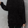 Womens Oversized Waffle Knit Crewneck Sweatshirts Long Sleeve Side Slits Casual Pullover Sweatshirt Tops