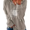 Women Sunflower Graphic Hoodies Long Sleeve Pullover Drawstring Sweatshirt Loose Fit Tunic Tops