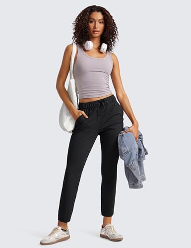 Womens 4-Way Stretch Ankle Golf Pants 7/8 Casual Dress Work Athletic Travel Workout Sweatpants with Pockets