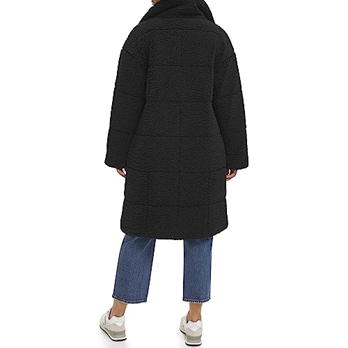 Women's Long Length Patchwork Quilted Teddy Coat