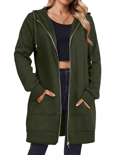 Zip Up Hoodies For Women Long Sleeve Oversized Sweatshirts Casual Lightweight Fleece Jackets With Pockets