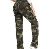 Womens Stretch Casual Cargo Work Pants Camo Combat Tactical Travel Pants with 8 Pockets