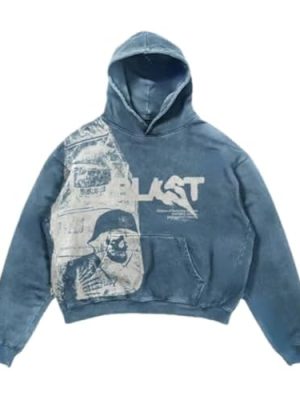 Retro Y2K Hoodie Gothic Casual Alphabet Blast Print Pattern Skull Fashion Hoodie Men Harajuku Men Clothing