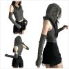 Women’s Ripped Hoodie Sweater Vest Hollow Out Hooded Crop Top Knit Pullover Streetwear with Oversleeve