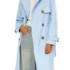 Women's 3/4 Length Double Breasted Trench Coat Lapel Jacket with Belt