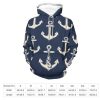 Anchors Nautical Pattern Adult Hoodies Pullover Hooded Sweatshirts Long Sleeve Sweater Tops with Pocket