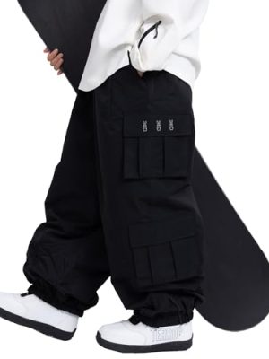 Womens Mens Baggy Waterproof Snowboarding Pants Unisex Snow Cargo Warm Insulation Ski Pants