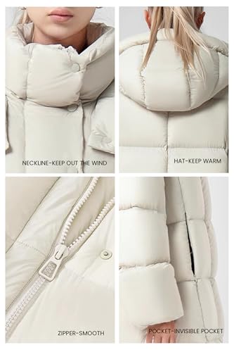 Women's Winter Long Puffer Coats Hooded Zip Up Casual Thickened Down Jackets Trendy Warm Clothes Outerwear
