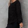 Womens Oversized Waffle Knit Crewneck Sweatshirts Long Sleeve Side Slits Casual Pullover Sweatshirt Tops