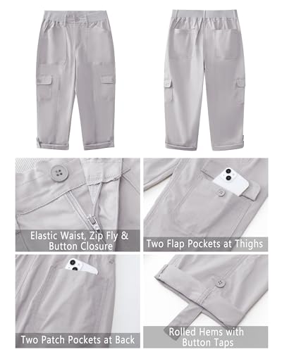 Cargo Capri Pants for Women High Waisted Relaxed Fit Elastic Knit Waist Casual Capris Trousers Cropped Pants