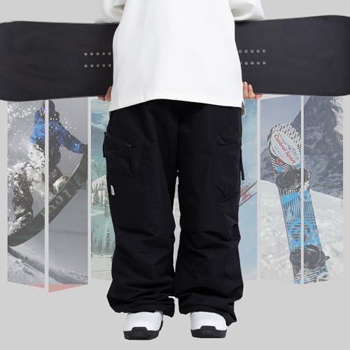 Womens Mens Baggy Ski Insulated Pants Waterproof Cargo Snow Pants Snowboard Outdoor Hiking Pants for Winter Sports