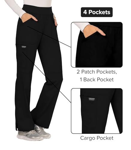 Women Scrub Pant with Straight Leg Pull-on Pant Medical Bottom with 4 Pocket & 2-Way Stretch Fabric - WW110